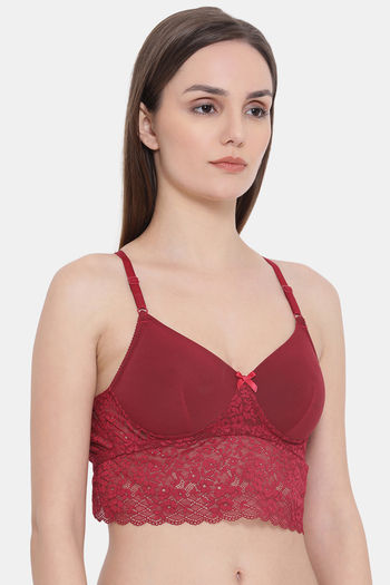 Buy Clovia Women's Lace Non-Padded Non-Wired Full Cup Longline
