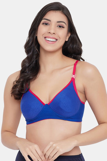 Buy Clovia Pink Cotton Solid Single Full Coverage Bra Online at