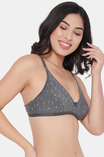 Buy Clovia Grey Solid Cotton Single beginner bra Online at Best