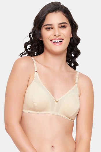 Buy Non-Padded Non-Wired Full Coverage Bra in Nude Colour - Cotton