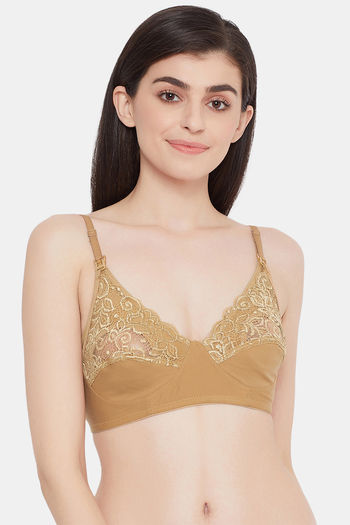 Buy Clovia Cotton Spandex Solid Padded Demi Cup Wire Free Maternity Bra -  Nude Online