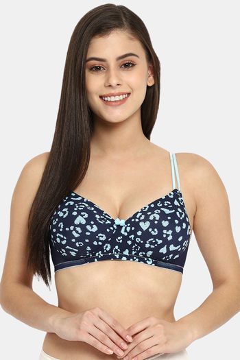 Buy Clovia Padded Non Wired Full Coverage T-Shirt Bra - Blue at Rs