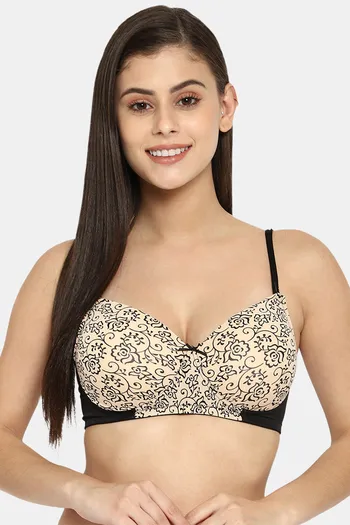 Buy online Beige Printed T-shirt Bra from lingerie for Women by