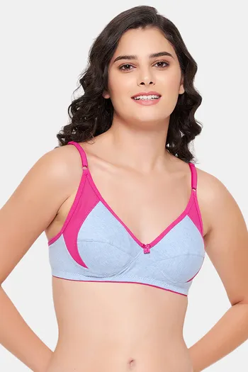 Buy Clovia Double Layered Non Wired Full Coverage T-Shirt Bra - Blue at  Rs.359 online
