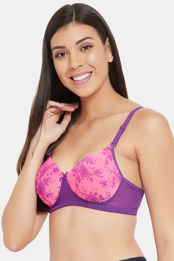 Buy Clovia Padded Wired Full Coverage Lace Bra - Pink at Rs.637 online