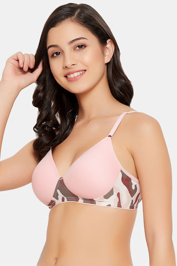 Buy Clovia Padded Non-Wired Full Coverage T-Shirt Bra - Pink at Rs.588  online