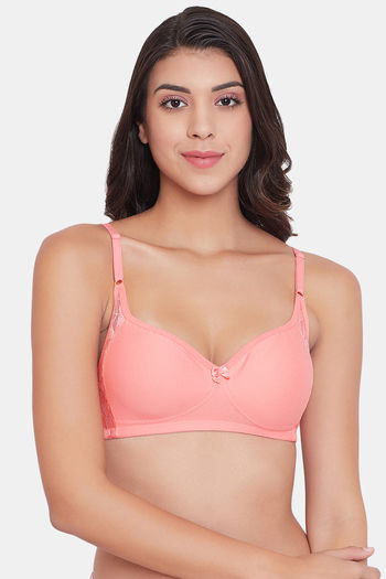 Buy Padded Non-Wired Full Cup T-shirt Bra in Blush Pink - Cotton