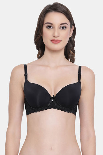 Buy Clovia Padded Wired Full Coverage Push-Up Bra - Black at Rs.1299 online
