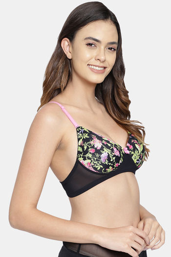 Clovia Level 1 Push-Up Non-Wired Demi Cup T-shirt Bra in Hot Pink