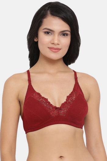 Buy Clovia Double Layered Non Wired Full Coverage T-Shirt Bra - Maroon at  Rs.359 online