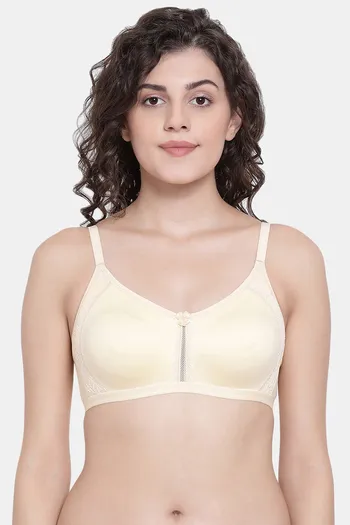 Buy online White Solid Full Coverage Non Padded Bra from lingerie