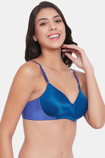 Buy Clovia Padded Non Wired Full Coverage T-Shirt Bra - Blue at Rs.528  online