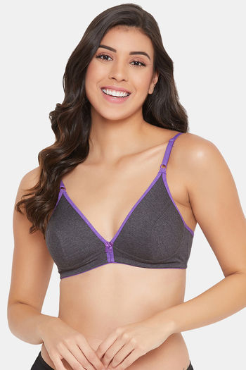 Buy Clovia Non-Padded Non-Wired Full Coverage Bra in Grey Melange - Cotton  Online In India At Discounted Prices