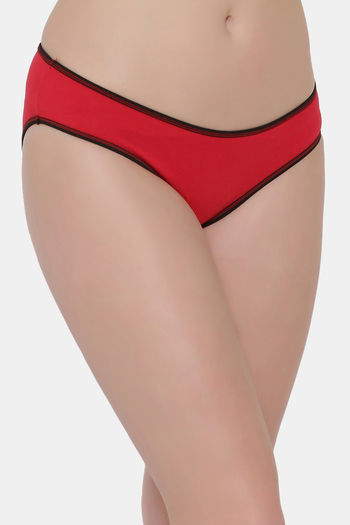 Buy CLOVIA Red Women's Cotton Low Waist Bikini Panty