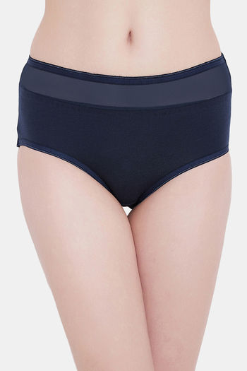 Buy Clovia High Rise Three-Fourth Coverage Hipster Panty - Blue