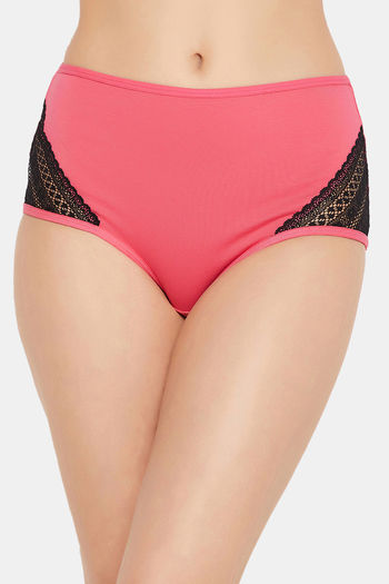 Buy Clovia High Rise Three-Fourth Coverage Hipster Panty - Pink at
