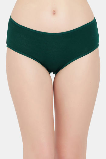 Buy Clovia Medium Rise Three-Fourth Coverage Hipster Panty - Green