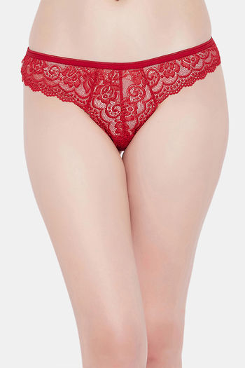 Buy Clovia Low Rise Half Coverage Bikini Panty - Red at Rs.259