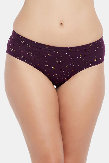 Buy Clovia Cotton Mid Waist Hipster Period Panty - Brown online