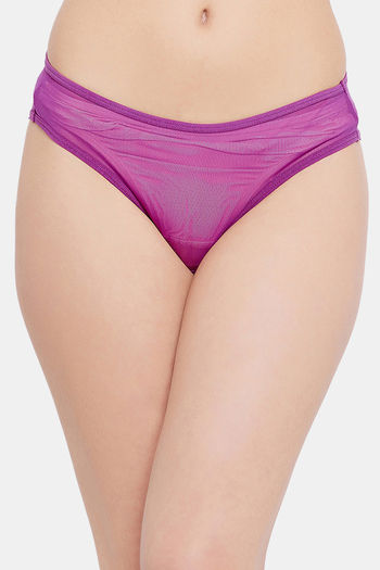 Buy Clovia Low Rise Half Coverage Bikini Panty - Purple