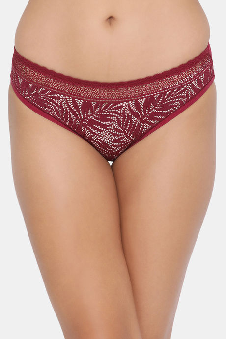 Buy Clovia Cotton Low Waist Bikini Panty In Red Maroon online