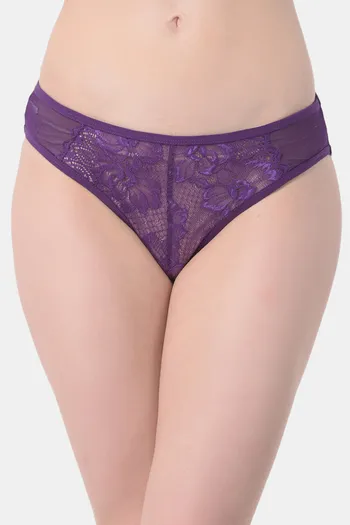 Buy Clovia Low Rise Half Coverage Bikini Panty - Purple at Rs.299 online