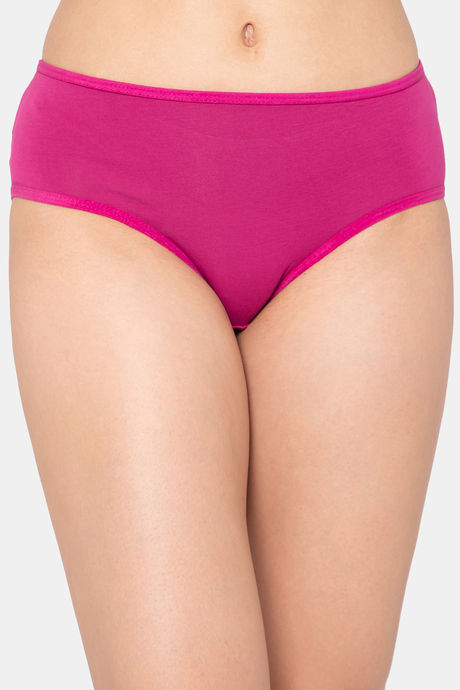 Clovia Mid Waist Hipster Panty with Printed Back in Light Pink