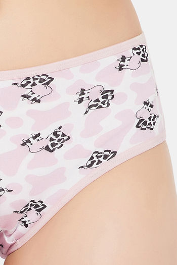 Buy Clovia Low Waist Cow Print Bikini Panty In White - Cotton online