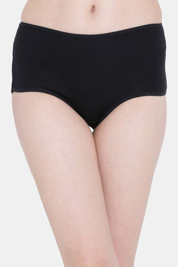 Buy Clovia High Rise Three-Fourth Coverage Hipster Panty - Black