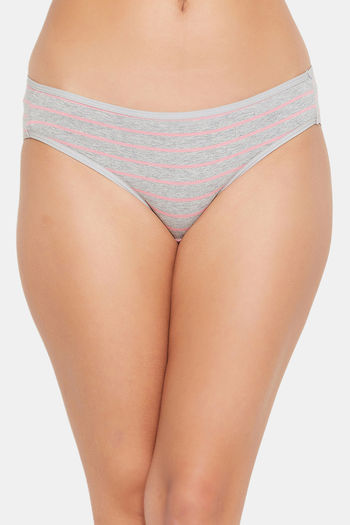 Buy Clovia Low Rise Half Coverage Bikini Panty - Grey Melange