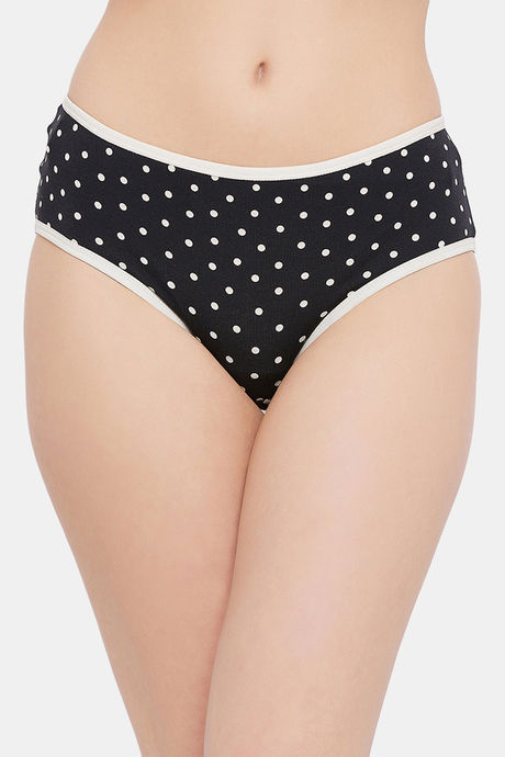 Red Rose Medium Rise Full Coverage Hipster Panty - Black