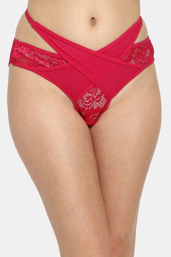 Buy CLOVIA Ultra Low Waist Bikini Panty in Red - Cotton