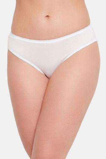 Clovia Mid Waist Cherry Print Hipster Panty In White - Cotton at