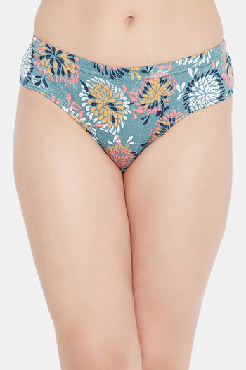 Buy Clovia Medium Rise Three-Fourth Coverage Hipster Panty - Green