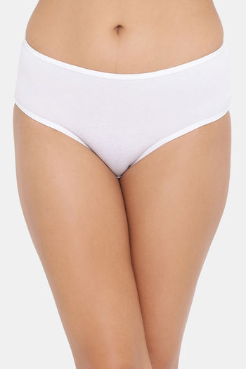 Buy Clovia Medium Rise Three-Fourth Coverage Hipster Panty - White