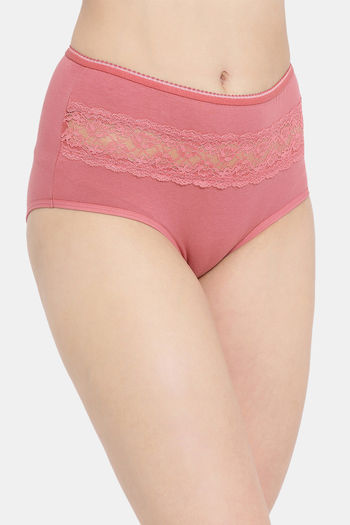 Buy Cotton High Waist Hipster Panty with Lace Panels at Sides In Pink  Online India, Best Prices, COD - Clovia - PN1057P22
