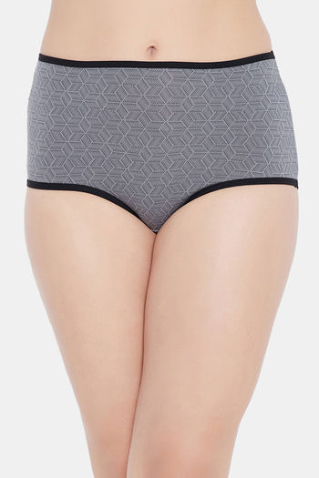 Buy Clovia High Rise Three-Fourth Coverage Hipster Panty - Grey at