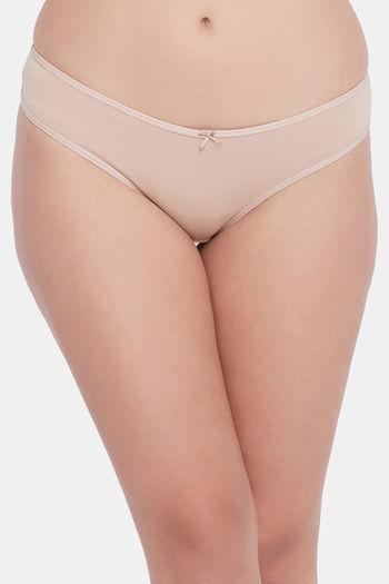 Buy Clovia Low Rise Half Coverage Bikini Panty - Beige
