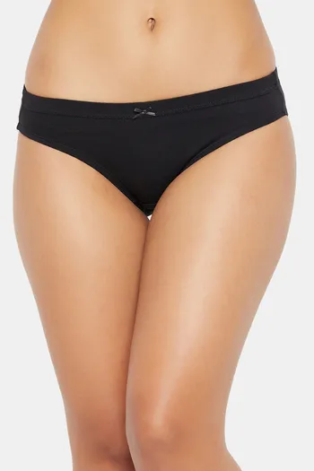 Buy Clovia Low Rise Half Coverage Bikini Panty - Black at Rs.499