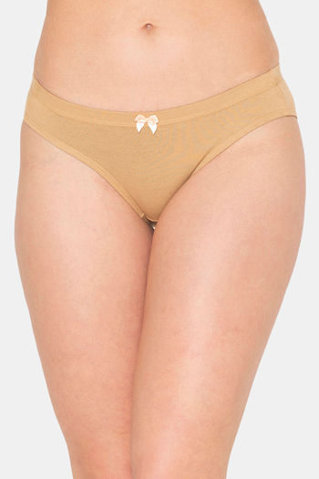 Buy Clovia Low Rise Half Coverage Bikini Panty - Nude