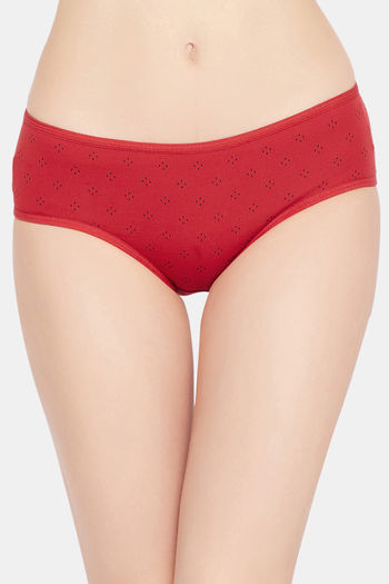 Buy Clovia Medium Rise Three-Fourth Coverage Hipster Panty - Red