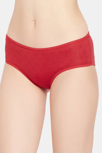 Buy Clovia Medium Rise Three-Fourth Coverage Hipster Panty - Red at Rs.299  online