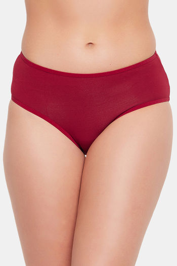 Clovia Medium Rise Three-Fourth Coverage Hipster Panty - Maroon