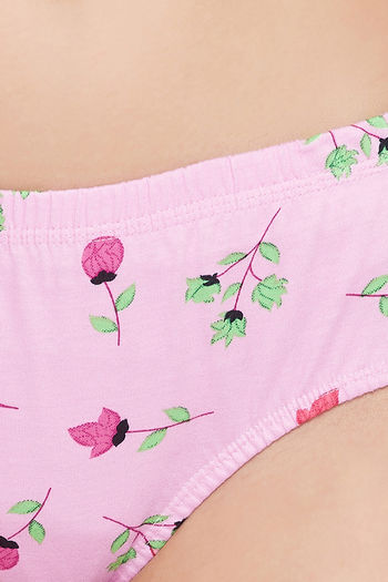 Clovia Pink Floral Cotton Hipster Panty