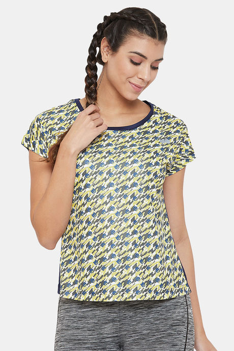 Buy Clovia Comfort Fit Active Emoji Print T-shirt - Blue at Rs.1299 online