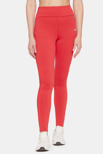 Clovia Quick Dry Skin Fit Pants - Red