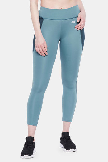 Buy Clovia Snug Fit Active Mid-Rise Ankle-Length Tights - Blue