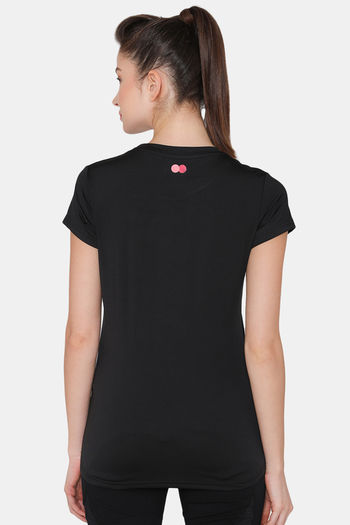 Buy Comfort Fit Active Text Print T-Shirt in Black Online India