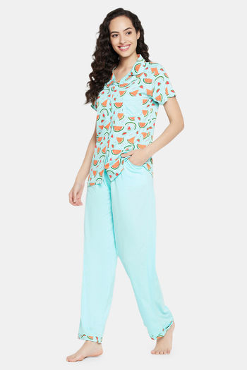 Buy Zivame Nuts For U Knit Cotton Capri Set - Lil Boy Blue at Rs.1495  online