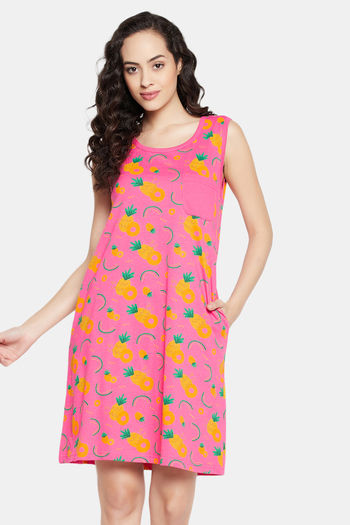 Buy Clovia Cotton Knee Length Nightdress - Pink at Rs.1999 online ...